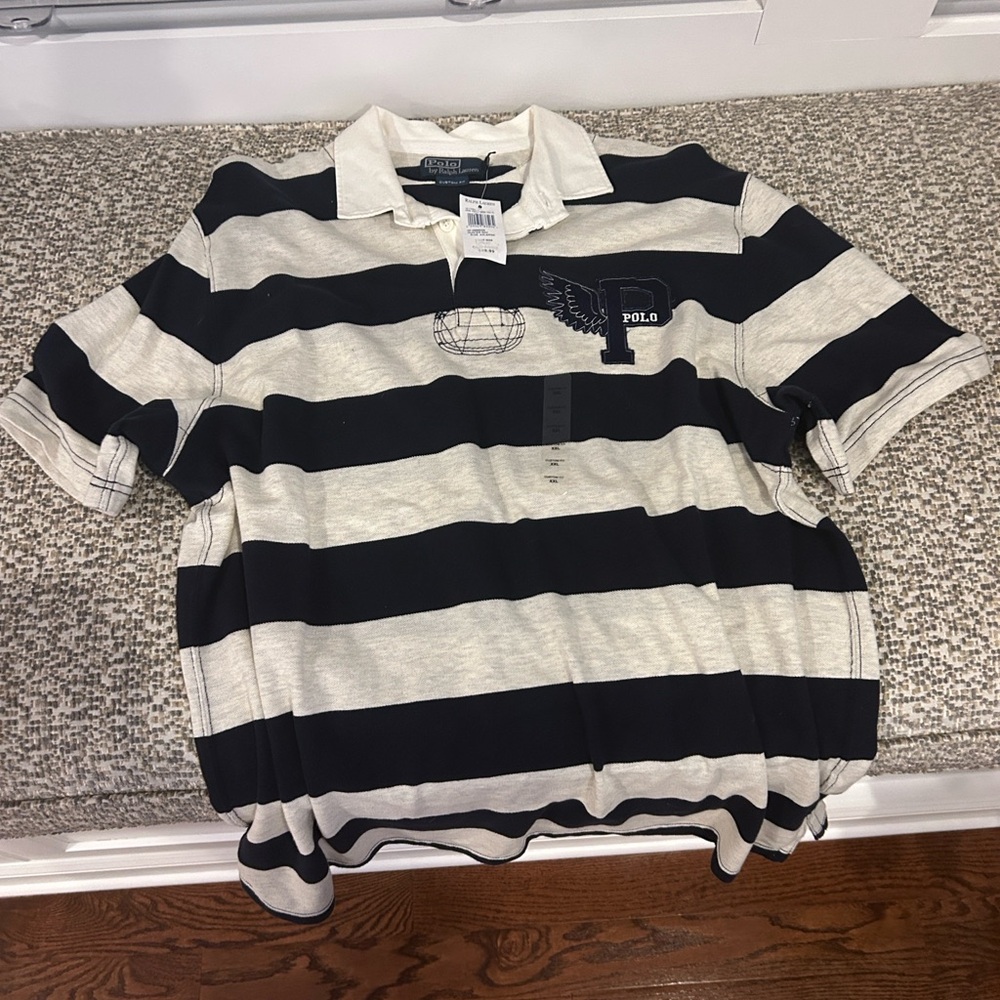 Polo by Ralph Lauren Black and Cream Striped Bottoms XXL